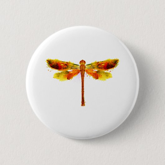 Libelle, Firefly, Aquarell, Insekt, Orange Button (Vorderseite)