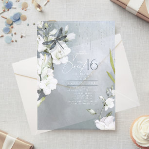 Libelle Floral Sweet 16 Dusty Blue ID1310 Acryleinladungen