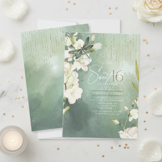 Libelle Floral Sweet 16 Salbeigrün ID1310 Einladung