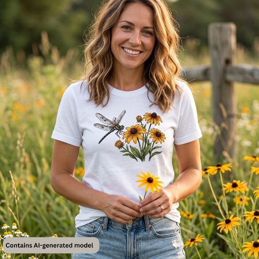 Libelle & Gelbe Wildblumen Tri-Blend Shirt