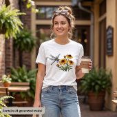 Libelle & Gelbe Wildblumen Tri-Blend Shirt