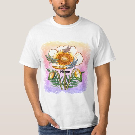 Libelle Gelber Mohn T-Shirt (Vorderseite)