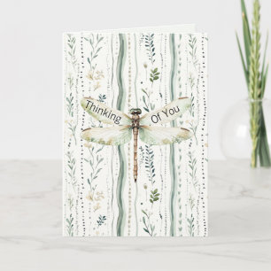 Libelle Grün Weiß Chic Floral In Gedanken an Dich Karte