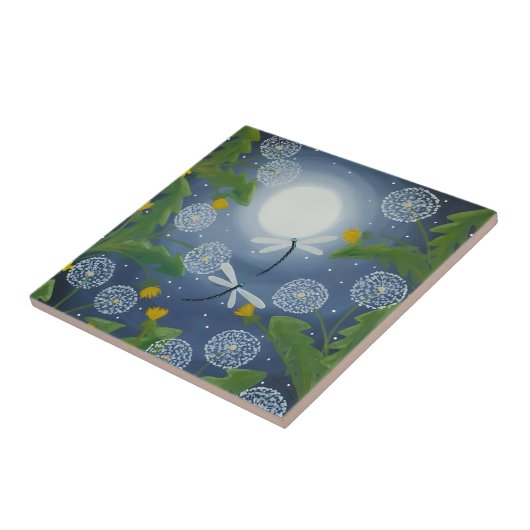 Libelle harmonische Blumenmuster Fliese (Seite)