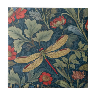 Libelle im Stil von William Morris links Vintage Fliese