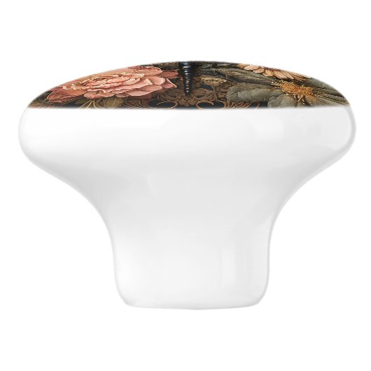 Libelle in Blume Keramikknauf (Seitenansicht)