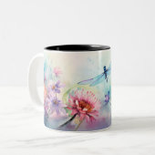Libelle in Blume Zweifarbige Tasse (Vorderseite Links)