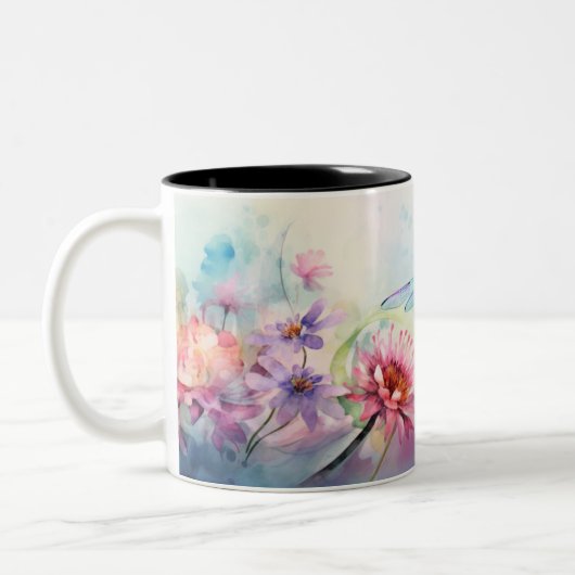 Libelle in Blume Zweifarbige Tasse (Links)