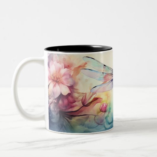 Libelle in Blume Zweifarbige Tasse (Links)