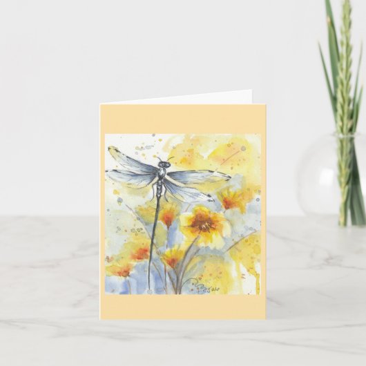 Libelle in den Blumen von Sherry Karte (Vorderseite)