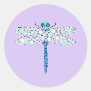 Libelle in Punkten Runder Aufkleber