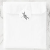 Libelle in schwarzer Farbe Runder Aufkleber (Tasche)