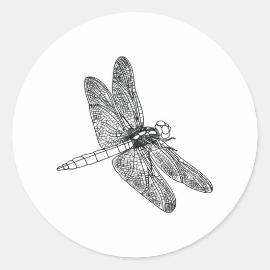 Libelle in schwarzer Farbe Runder Aufkleber (Vorderseite)