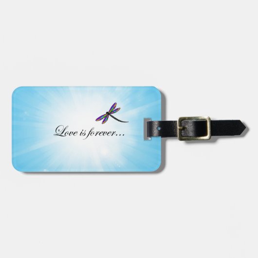 Libelle "LIEBE ist Forever " Gepäckanhänger (Vorderseite horizontal)