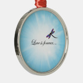 Libelle "LIEBE ist Forever " Silbernes Ornament (Rechts)