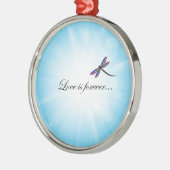 Libelle "LIEBE ist Forever " Silbernes Ornament (Links)