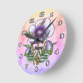 Libelle Lila Mohn Runder Uhr (Winkel)