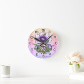 Libelle Lila Mohn Runder Uhr (Zuhause)