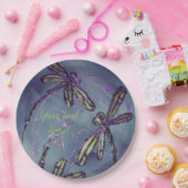Libelle Lila Nacht Flattern Papier Teller (Party)