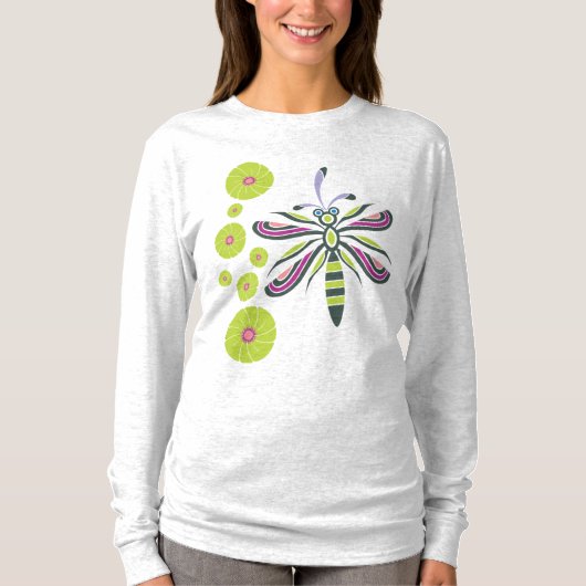 Libelle mit Blumen T-Shirt (Vorderseite)