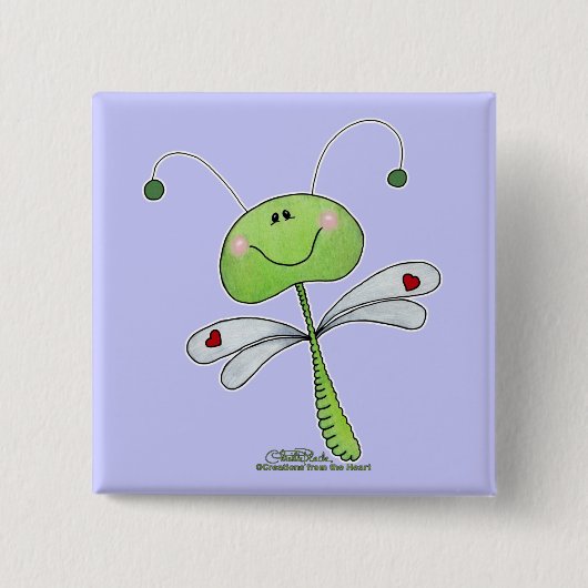 Libelle mit Herz Button (Vorderseite)