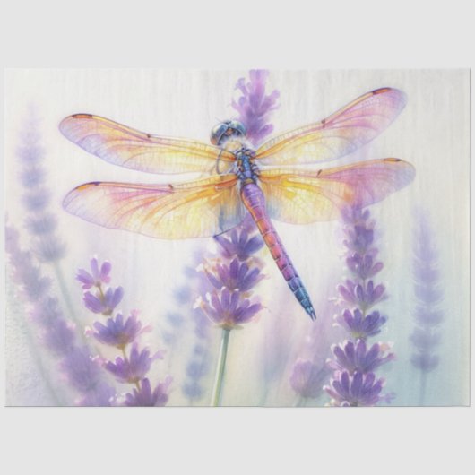Libelle mit Lavendelblüten  Seidenpapier (Vorderseite)