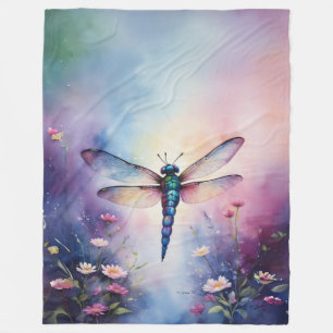 Libelle mit Lila Blume Fleecedecke