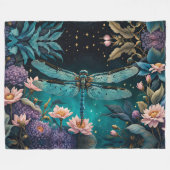 Libelle nachts im Blumengarten Fleecedecke (Vorderseite (Horizontal))