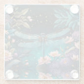 Libelle nachts im Blumengarten Glasuntersetzer (Rückseite)