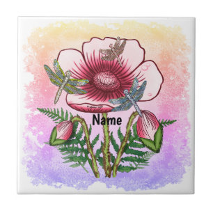 Libelle Roter Mohn  Fliese