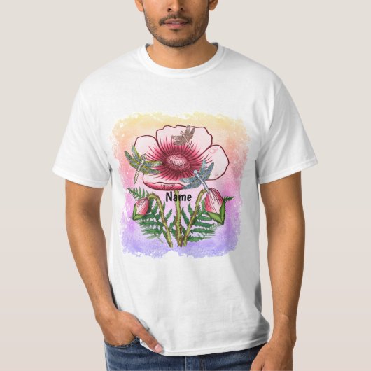 Libelle Roter Mohn  T-Shirt (Vorderseite)
