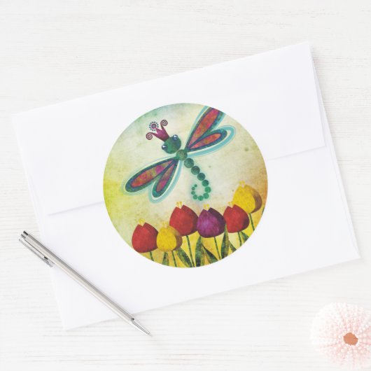 Libelle Runder Aufkleber (Umschlag)