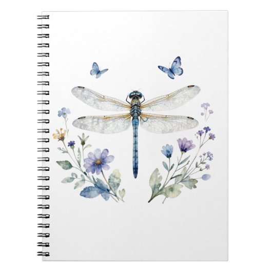Libelle Schmetterling Wildblumen Notizbuch | Notizblock (Vorderseite)