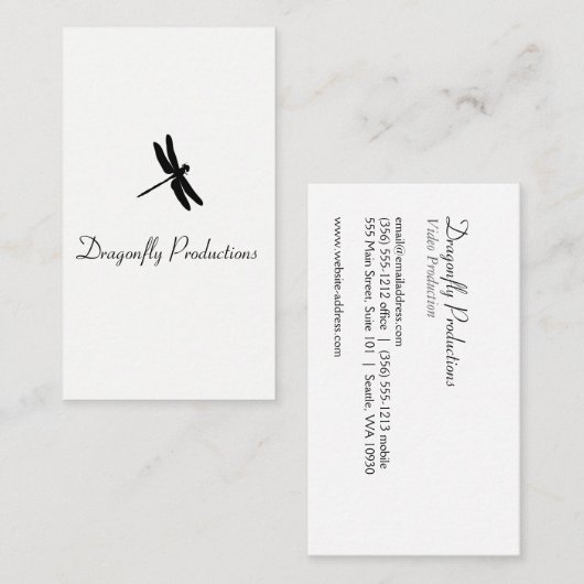 Libelle (schwarz) visitenkarte (Vorne/Hinten)