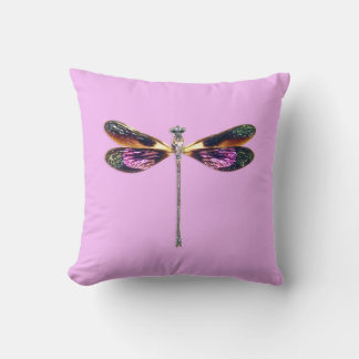Libelle, silber, gold, lila und schwarz kissen