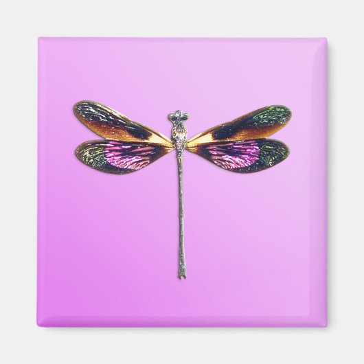 Libelle, silber, gold, lila und schwarz magnet (Vorne)