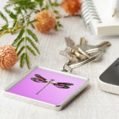 Libelle - Silber, Gold, lila und schwarz Schlüsselanhänger (Seite)