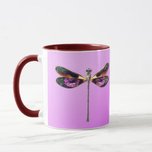 Libelle, silber, gold, lila und schwarz tasse