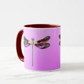 Libelle, silber, gold, lila und schwarz tasse (Vorderseite Links)