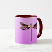 Libelle, silber, gold, lila und schwarz tasse (VorderseiteRechts)