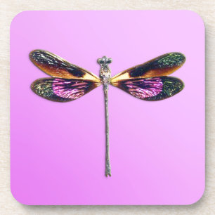 Libelle, silber, gold, lila und schwarz untersetzer
