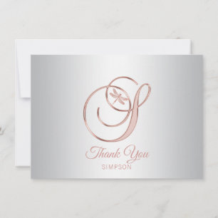 Libelle Silber Grau Roségold Danke   S