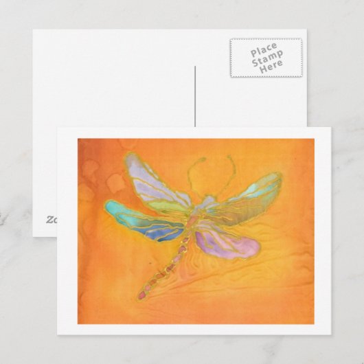 Libelle Silk Malerei Postkarte (Vorne/Hinten)