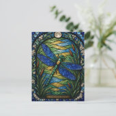 Libelle, Teichperle Bleiglas Postkarte (Stehend Vorderseite)