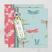 Libelle träumt TY Quadrat Dankeskarte (Vorne/Hinten)