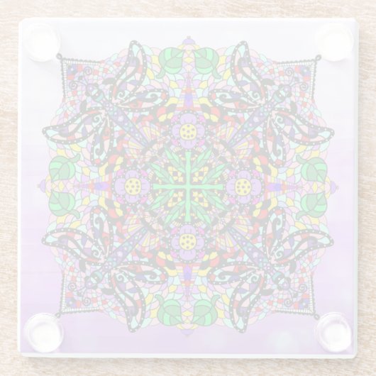 Libelle und Blume als Lila farbig Glasuntersetzer (Rückseite)