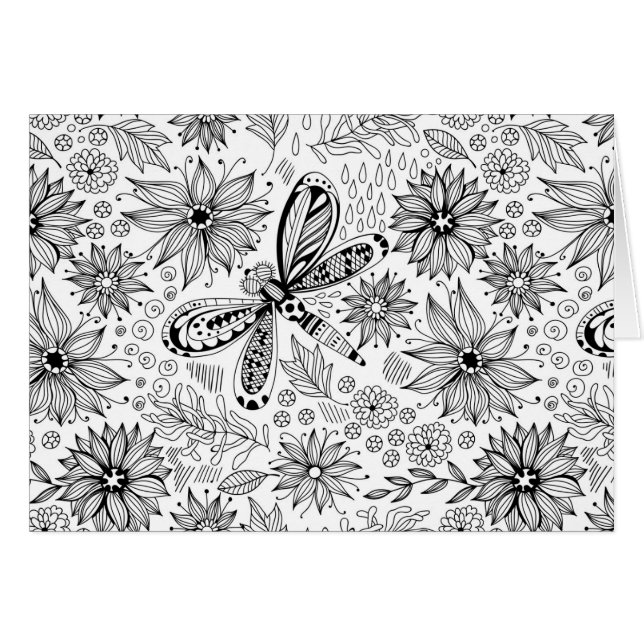 Libelle und Blume-Doodle (Vorderseite (Horizontal))
