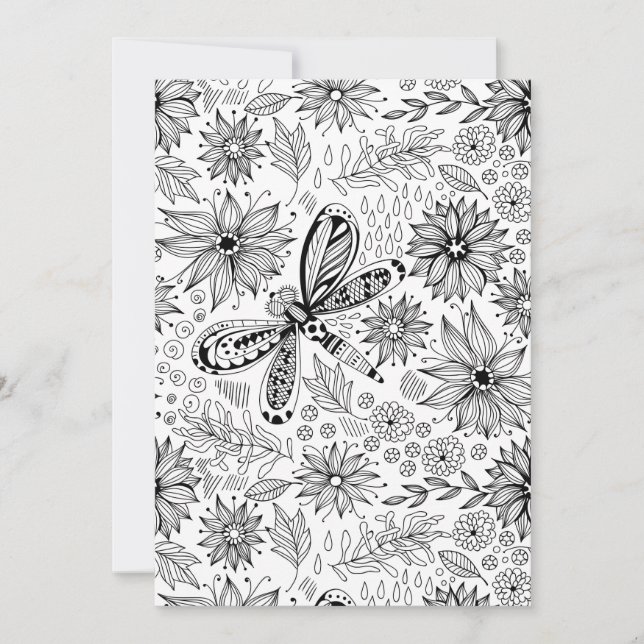 Libelle und Blume-Doodle (Vorderseite)