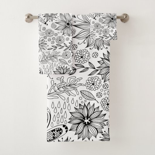 Libelle und Blume-Doodle Badhandtuch Set (Insitu)
