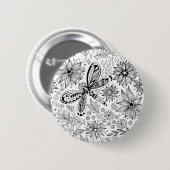 Libelle und Blume-Doodle Button (Vorne & Hinten)